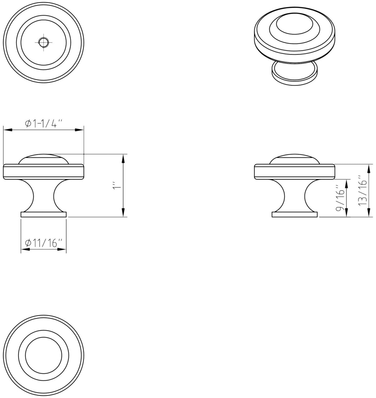 Jeffrey Alexander Z111-SN 1-1/4" Diameter Satin Nickel Cordova Cabinet Knob