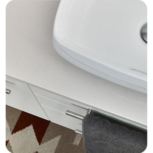 Fresca FVN6136WH-VSL-R Fresca Lucera 36" White Wall Hung Vessel Sink Modern Bathroom Vanity w/ Medicine Cabinet - Right Version