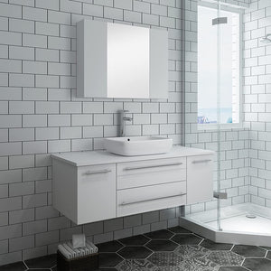 Fresca FVN6148ES-VSL Fresca Lucera 48" Espresso Wall Hung Vessel Sink Modern Bathroom Vanity w/ Medicine Cabinet