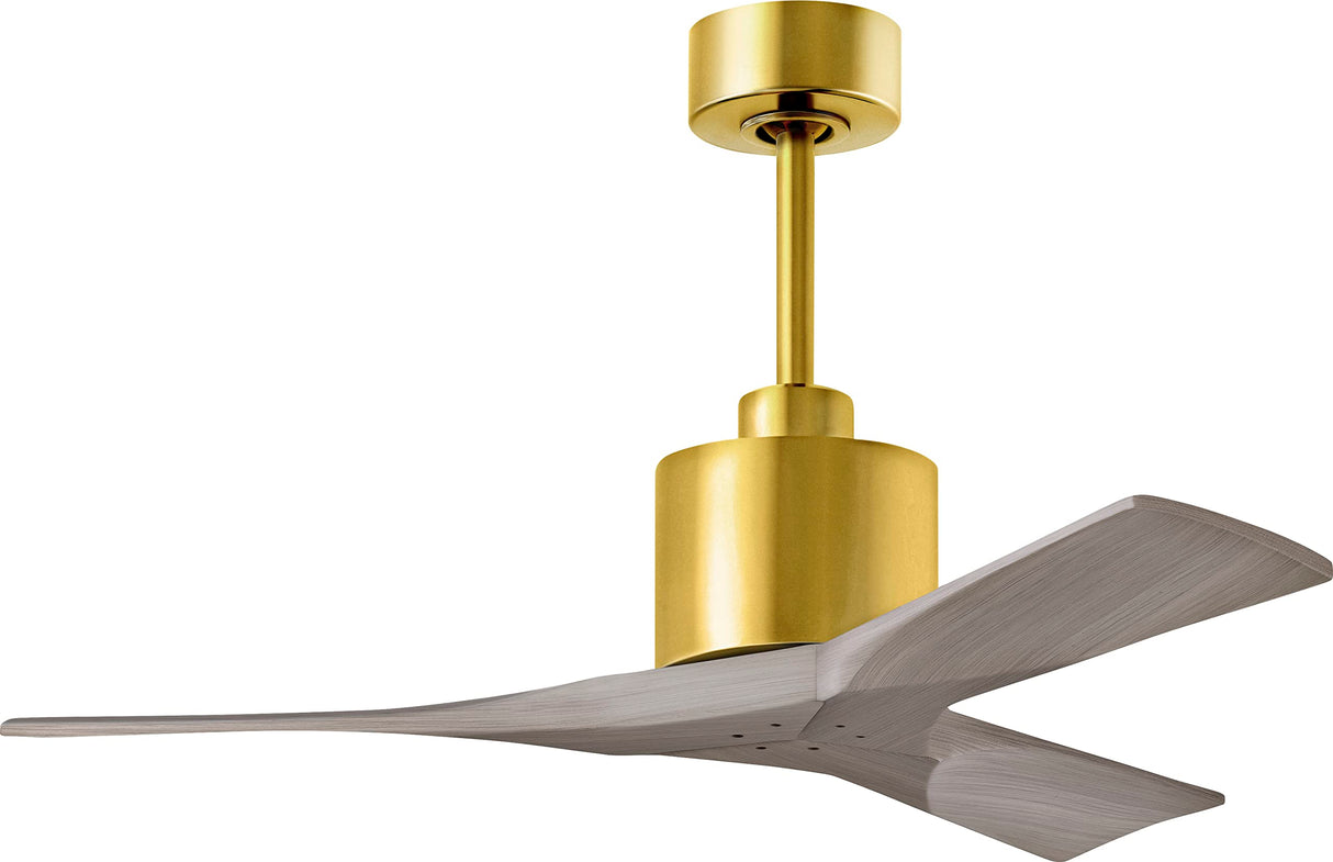 Matthews Fan NK-BRBR-GA-42 Nan 6-speed ceiling fan in Brushed Brass finish with 42” solid gray ash tone wood blades