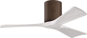 Matthews Fan IR3H-WN-MWH-42 Irene-3H three-blade flush mount paddle fan in Walnut finish with 42” solid matte white wood blades. 