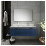 Fresca FCB6148WH-UNS-D Fresca Lucera 48" White Wall Hung Double Undermount Sink Modern Bathroom Cabinet