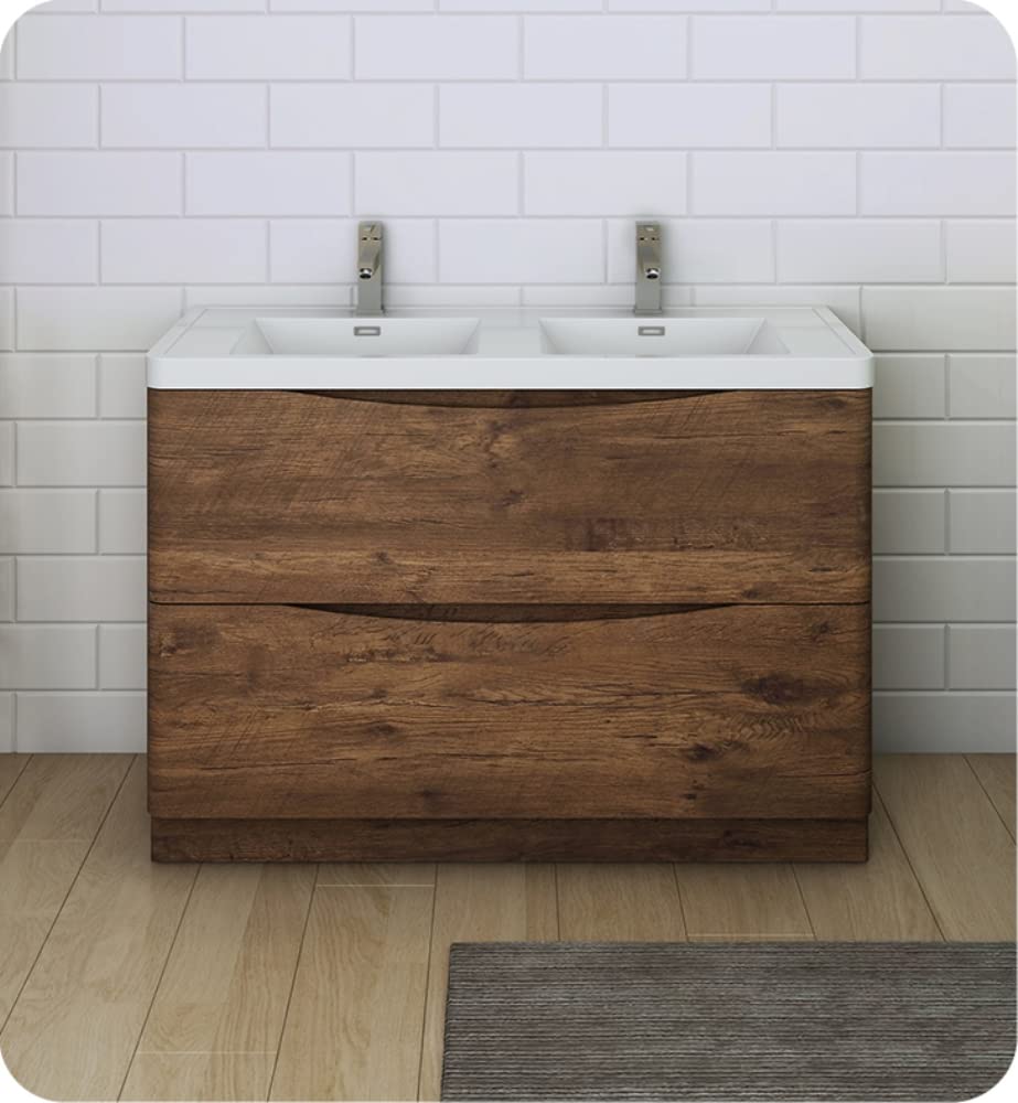 Fresca FCB9148RW-D-I Fresca Tuscany 48" Rosewood Free Standing Modern Bathroom Cabinet w/ Integrated Double Sink