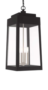 Livex Lighting 20863-04 Oslo - Four Light Outdoor Hanging Lantern, Black Finish with Clear Glass