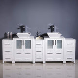 Fresca FCB62-72GO-CWH-V Fresca Torino 84" Gray Oak Modern Double Sink Bathroom Cabinets w/ Tops & Vessel Sinks