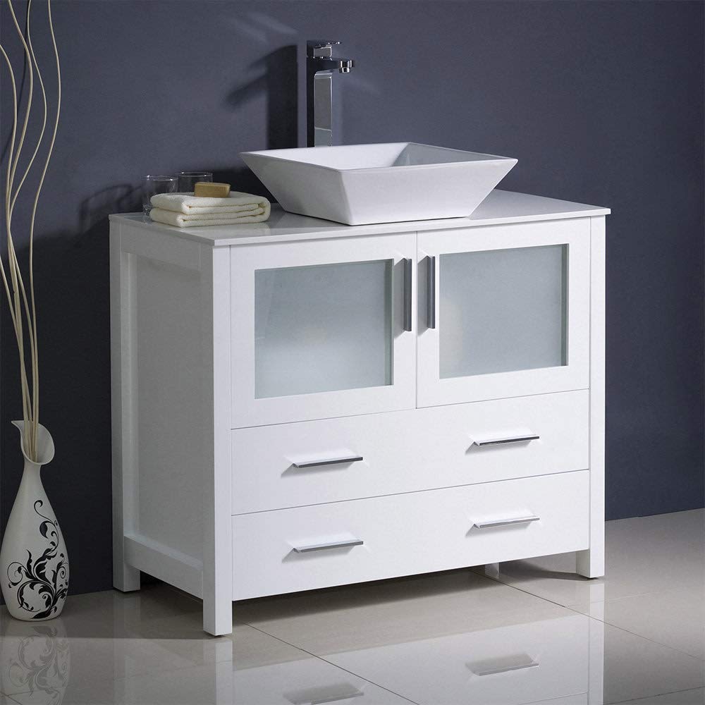 Fresca FCB6236ES-CWH-V Fresca Torino 36" Espresso Modern Bathroom Cabinet w/ Vessel Sink