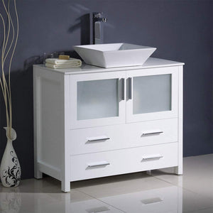 Fresca FCB6236ES-CWH-V Fresca Torino 36" Espresso Modern Bathroom Cabinet w/ Vessel Sink