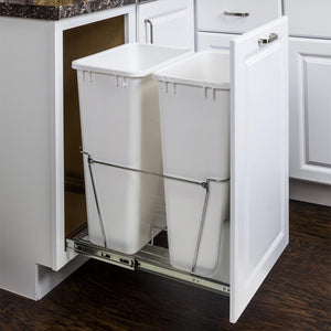 Hardware Resources CAN-EBMD50PC-R Double 50 Quart Polished Chrome Wire Bottom-Mount Trashcan Pullout