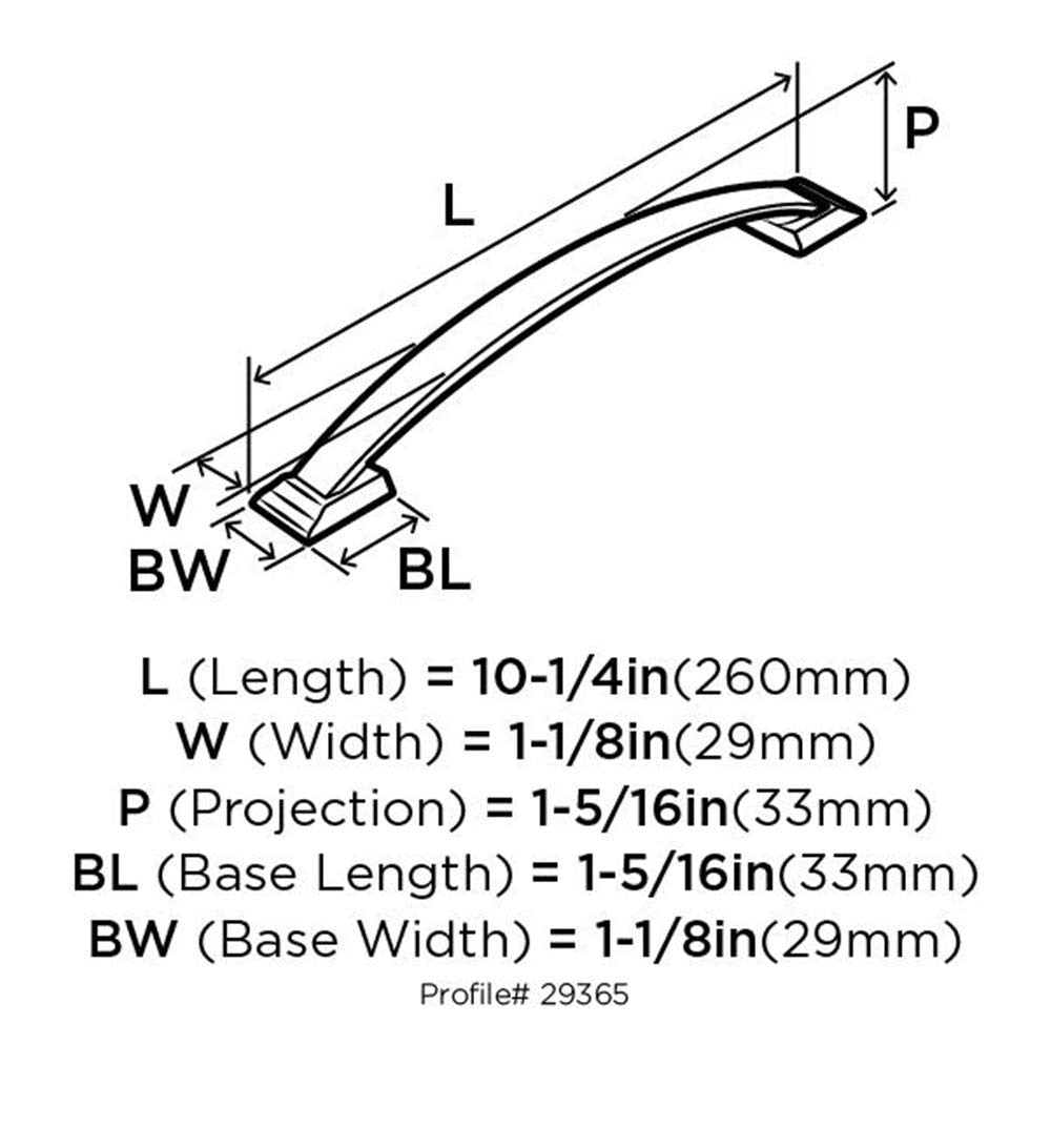 Amerock Appliance Pull Antique Silver 8 inch (203 mm) Center to Center Candler 1 Pack Drawer Pull Drawer Handle Cabinet Hardware