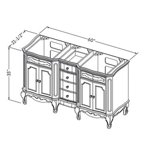 Jeffrey Alexander VN2CLA-60-NU-NT 60" Nutmeg Clairemont Vanity, double bowl