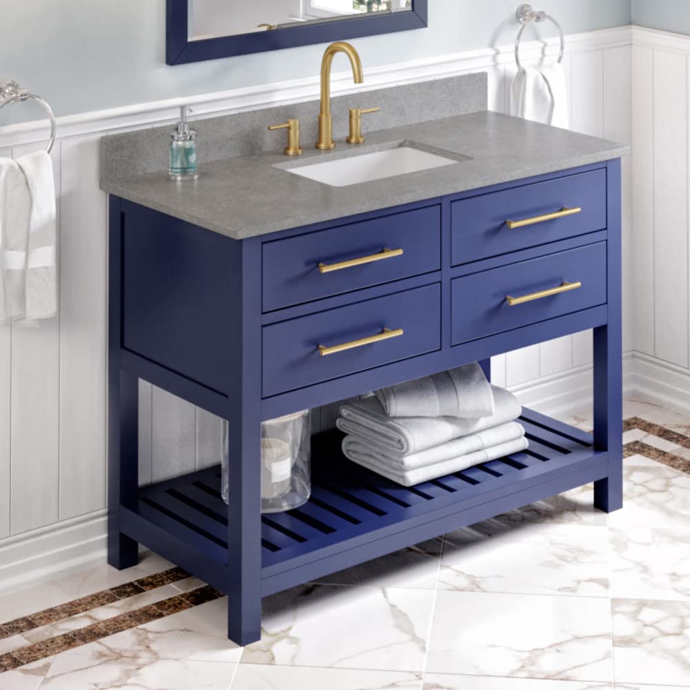 Jeffrey Alexander VKITWAV48BLSGR 48" Hale Blue Wavecrest Vanity, Steel Grey Cultured Marble Vanity Top, undermount rectangle bowl