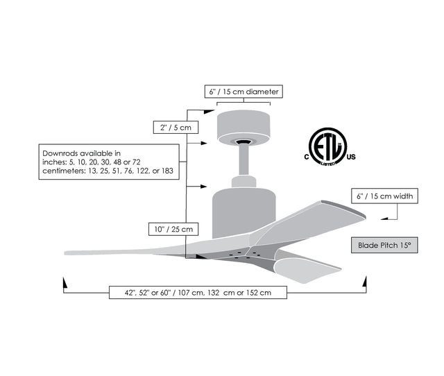 Matthews Fan NK-BRBR-BW-52 Nan 6-speed ceiling fan in Brushed Brass finish with 52” solid barn wood tone wood blades