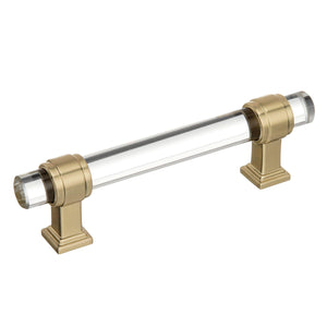 Amerock Cabinet Pull Clear/Golden Champagne 3-3/4 inch (96 mm) Center to Center Glacio 1 Pack Drawer Pull Drawer Handle Cabinet Hardware