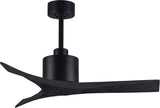 Matthews Fan MW-BK-BK-42 Mollywood 6-speed contemporary ceiling fan in Matte Black finish with 42” solid matte black wood blades