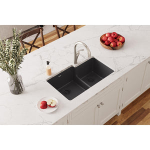 Elkay Quartz Classic ELGULBO3322BQ0 Bisque Offset 60/40 Double Bowl Undermount Sink with Aqua Divide