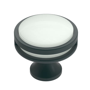 Amerock Cabinet Knob Matte Black/Frosted 1-3/8 inch (35 mm) Diameter Oberon 1 Pack Drawer Knob Cabinet Hardware