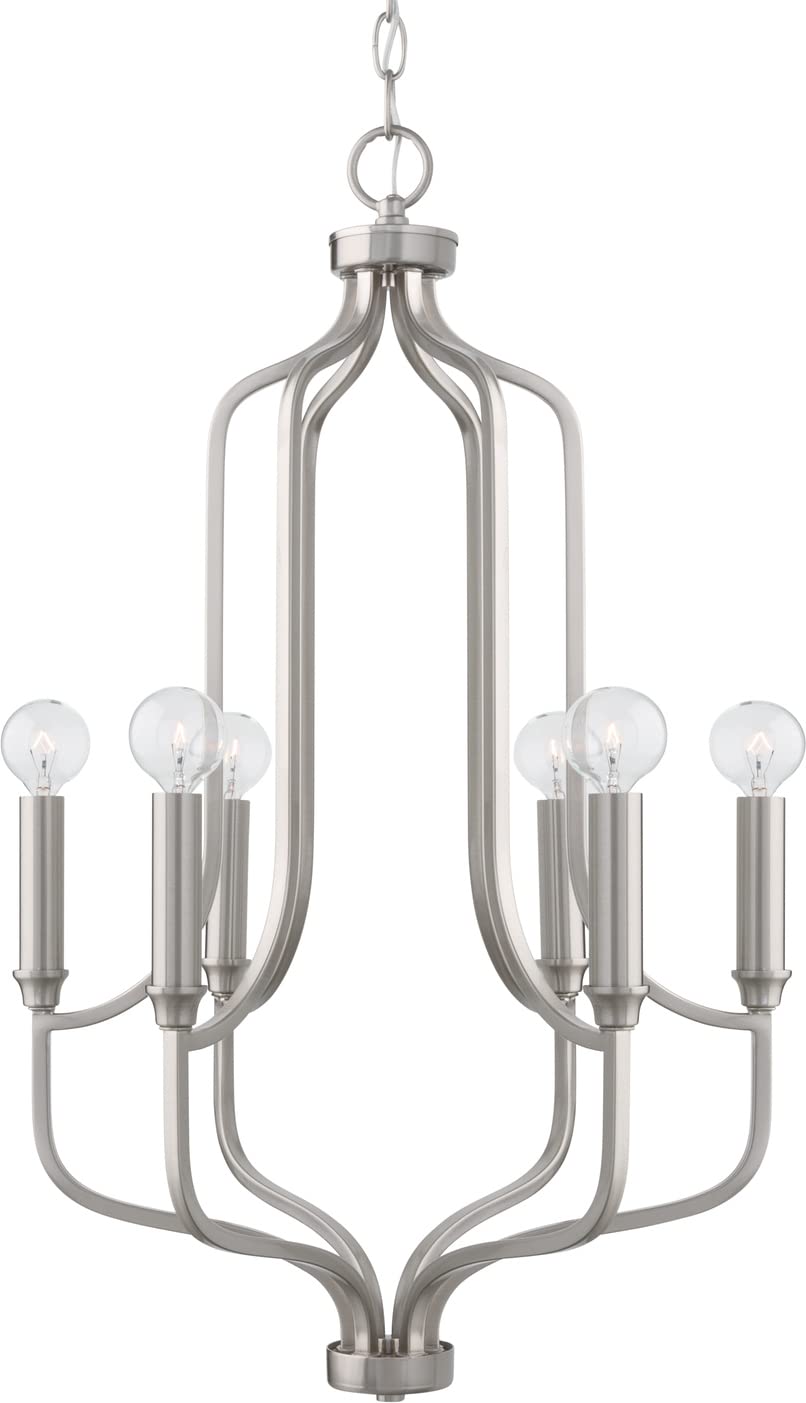 Capital Lighting 439261BN Reeves 6 Light Chandelier Brushed Nickel