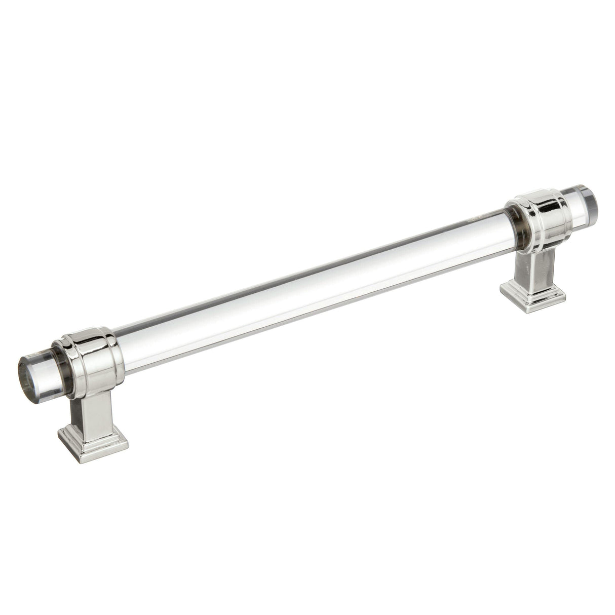 Amerock Cabinet Pull Clear/Polished Nickel 6-5/16 inch (160 mm) Center to Center Glacio 1 Pack Drawer Pull Drawer Handle Cabinet Hardware