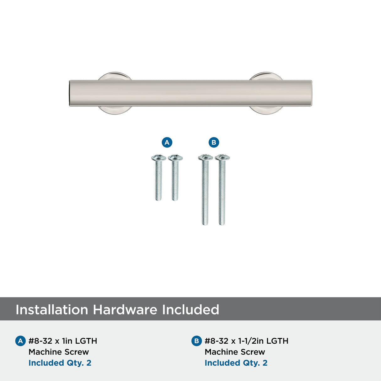 Amerock Corp BP37103PN Everett Pull, 3 in (76 mm) Center-to-Center, Polished Nickel