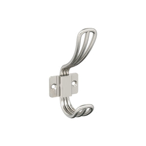 Amerock H37006G10 Vinland Double Prong Decorative Wall Hook Satin Nickel Hook for Coats, Hats, Backpacks, Bags Hooks for Bathroom, Bedroom, Closet, Entryway, Laundry Room, Office