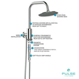 PULSE ShowerSpas 1052-BN Aquarius Shower System with 8" Rain Showerhead and Magnetic Attached Hand Shower with On/Off, Brushed Nickel