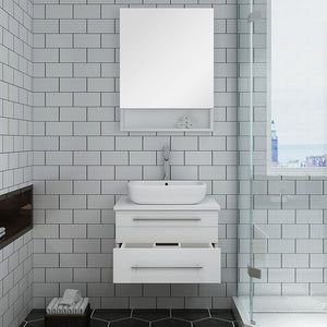 Fresca FVN6124GR-VSL Fresca Lucera 24" Gray Wall Hung Vessel Sink Modern Bathroom Vanity w/ Medicine Cabinet