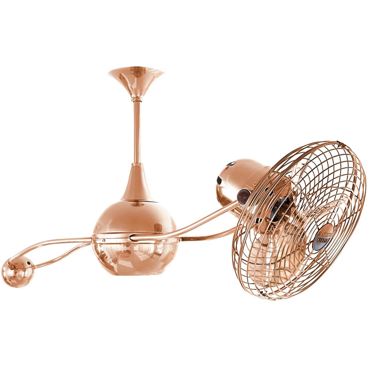 Matthews Fan B2K-BRBR-MTL Brisa 360° counterweight rotational ceiling fan in Brushed Brass finish with metal blades.