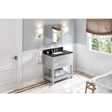 Jeffrey Alexander VKITWAV36GRBGR 36" Grey Wavecrest Vanity, Black Granite Vanity Top, undermount rectangle bowl