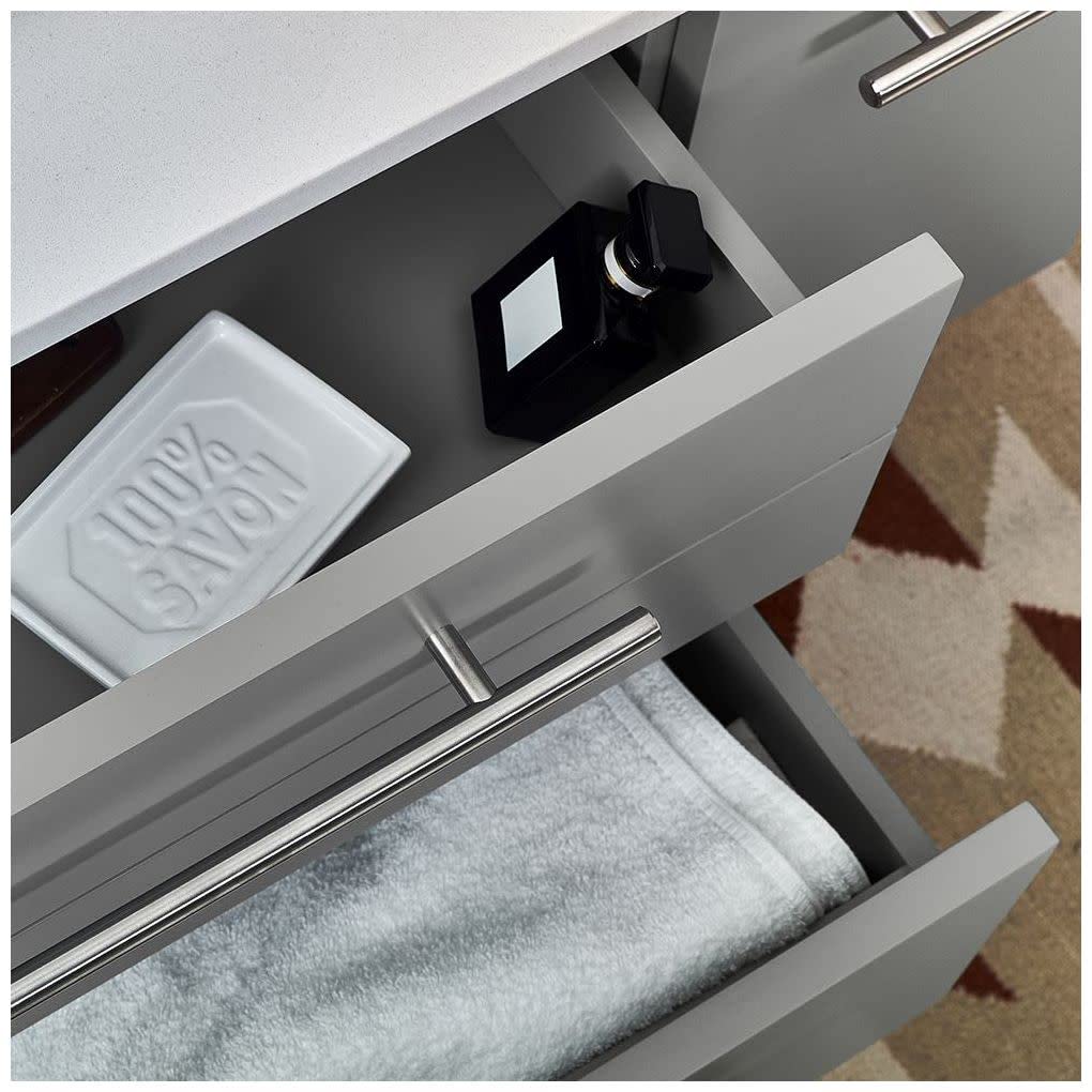Fresca FCB6136RBL-UNS-L-CWH-U Fresca Lucera 36" Royal Blue Wall Hung Modern Bathroom Cabinet w/ Top & Undermount Sink - Left Version