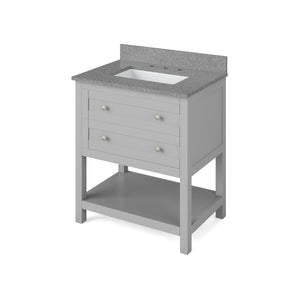 Jeffrey Alexander VKITAST30GRSGR 30" Grey Astoria Vanity, Steel Grey Cultured Marble Vanity Top, undermount rectangle bowl