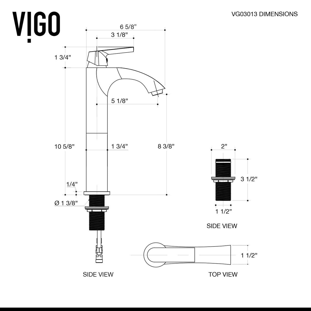 VIGO Linus 10.625 inch H Single Hole Single Handle Bathroom Faucet in Matte Black - Vessel Sink Faucet VG03013MB