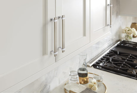 Amerock Cabinet Pull Satin Nickel/Polished Chrome 6-5/16 inch (160 mm) Center to Center Overton 1 Pack Drawer Pull Drawer Handle Cabinet Hardware