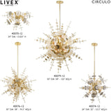 Livex Lighting 40079-12 Circulo - Twelve Light Grand Foyer, Satin Brass Finish with Clear Discs Glass