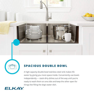 Elkay Crosstown ECTSRA33229TBG0 Equal Double Bowl Dual Mount Stainless Steel Kitchen Sink Kit with Aqua Divide