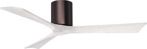 Matthews Fan IR3H-BB-MWH-52 Irene-3H three-blade flush mount paddle fan in Brushed Bronze finish with 52” solid matte white wood blades. 