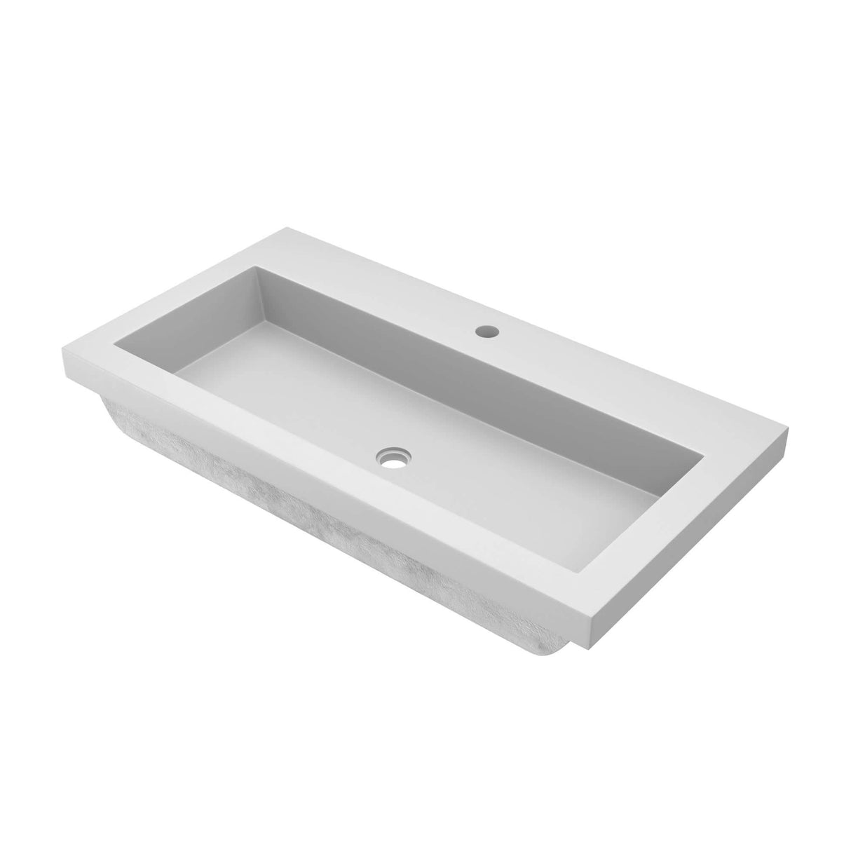 Native Trails NSL3619-P Native Stone Trough Bathroom Sink, 36" x 19", Pearl, Single Faucet Hole