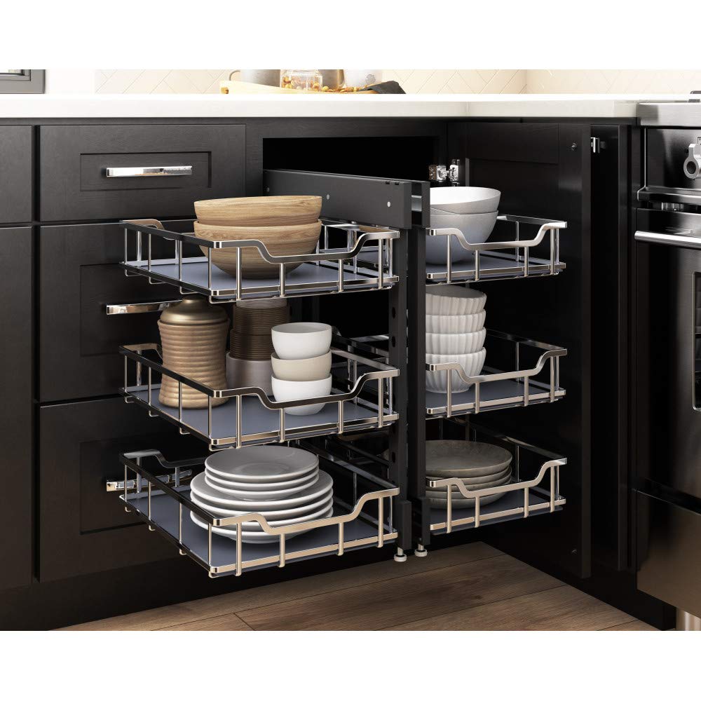 Hardware Resources SWS-BCBAS18PC Extra Polished Chrome Baskets for 18" STORAGE WITH STYLE® Blind Corner Organizer