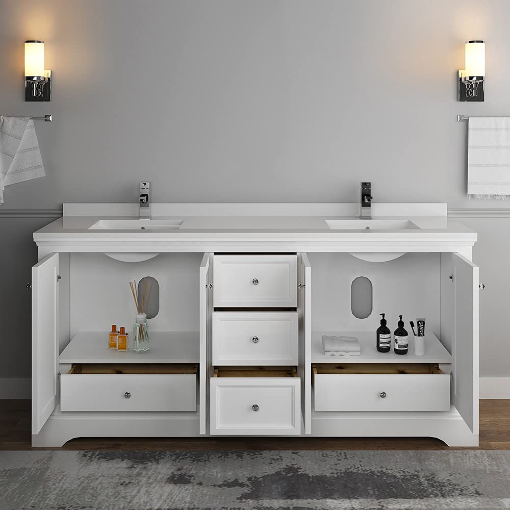 Fresca FCB2472GRV-CWH-U Double Sink Cabinet with Sinks