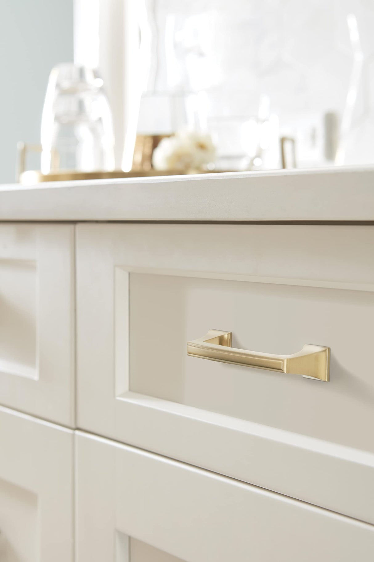 Amerock Cabinet Pull Champagne Bronze 3 inch (76 mm) Center to Center Mulholland 1 Pack Drawer Pull Drawer Handle Cabinet Hardware