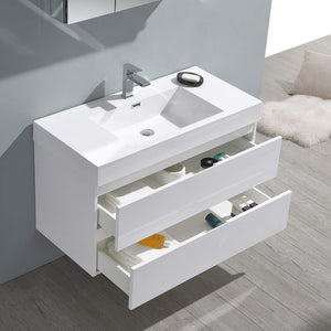 Fresca FVN8342WH Fresca Valencia 40" Glossy White Wall Hung Modern Bathroom Vanity w/ Medicine Cabinet