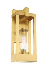 Livex Lighting 20992-12 Delancey - 16" One Light Outdoor Wall Lantern, Satin Brass Finish with Clear Glass