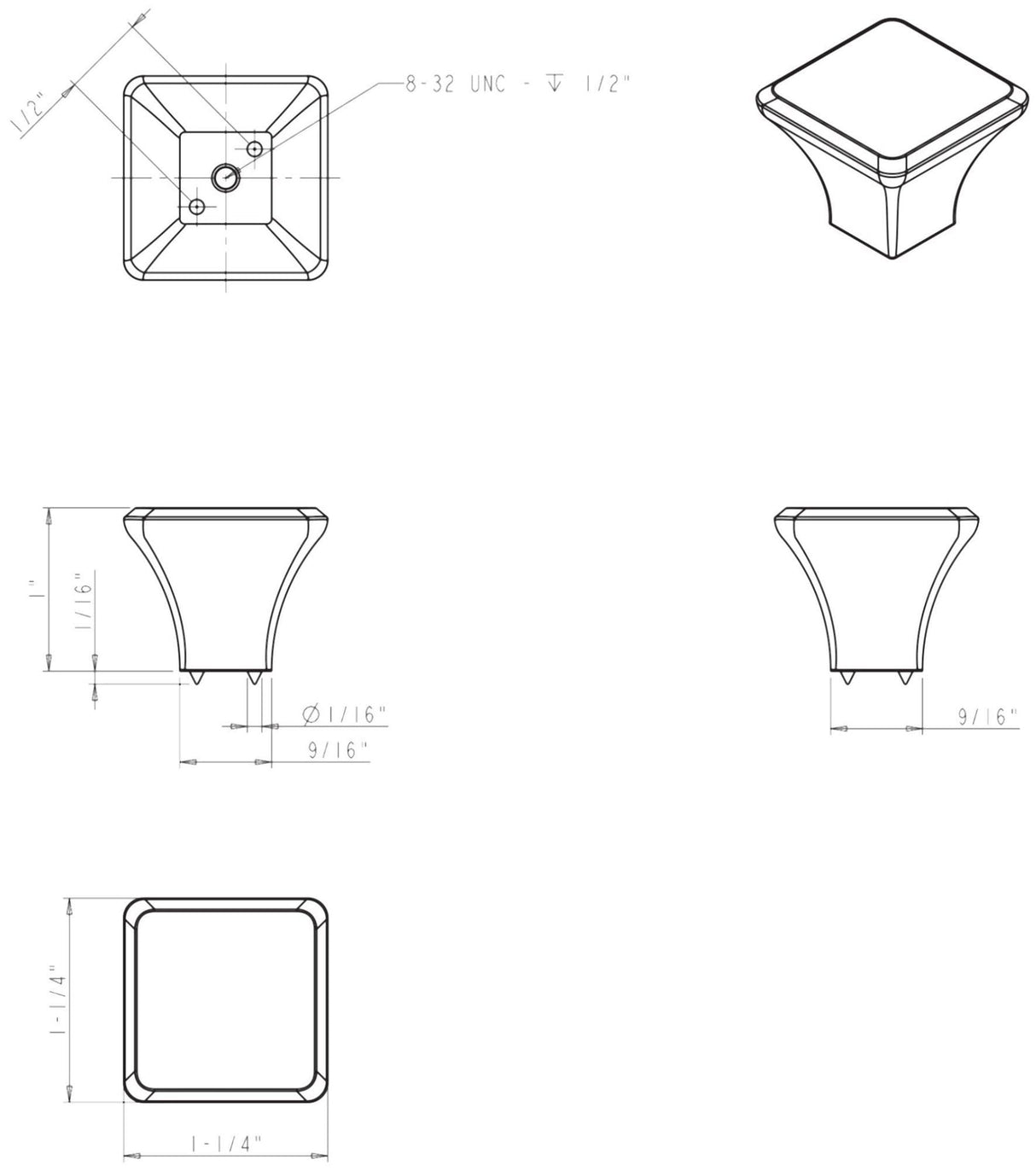 Jeffrey Alexander 972L-PC 1-1/4" Overall Length Polished Chrome Square Marlo Cabinet Knob