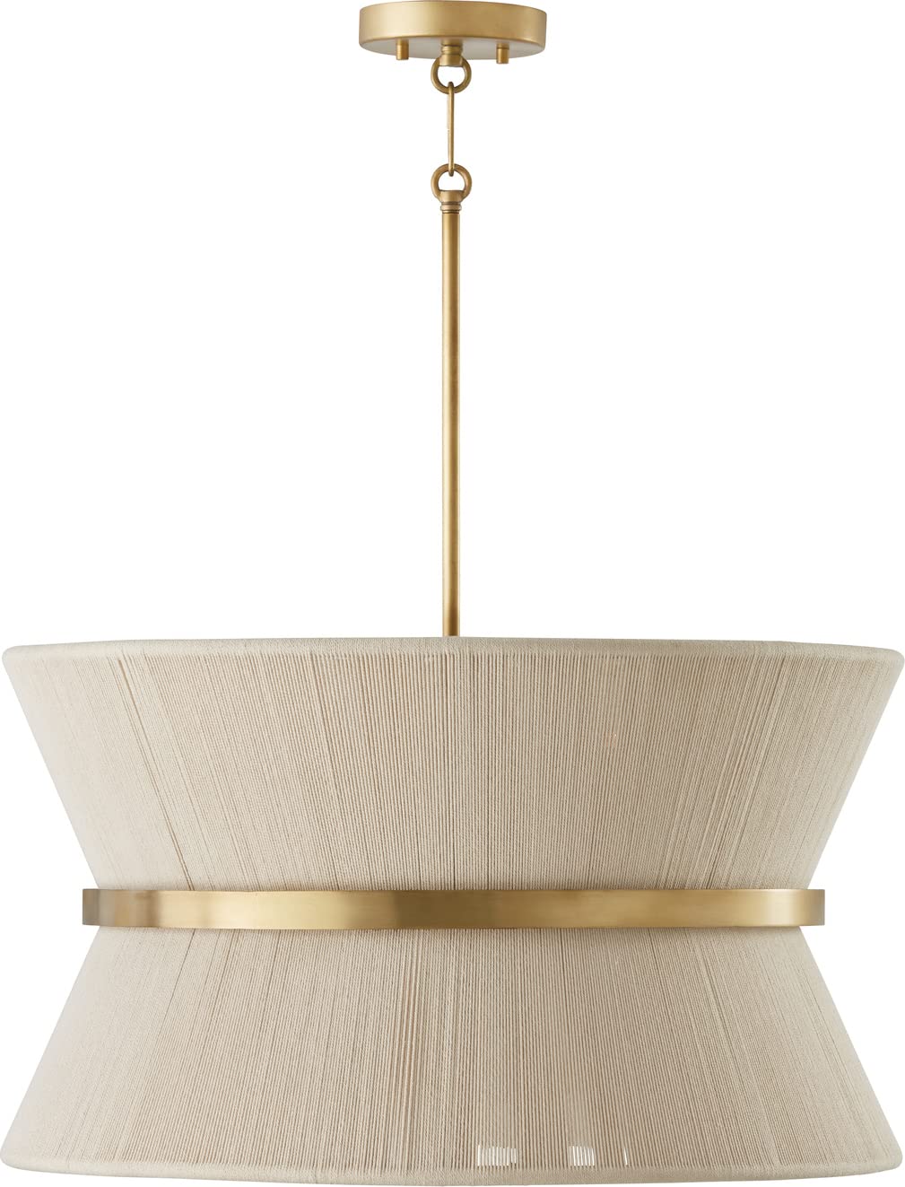 Capital Lighting 341281NP Cecilia 8 Light Pendant Bleached Natural Rope and Patinaed Brass
