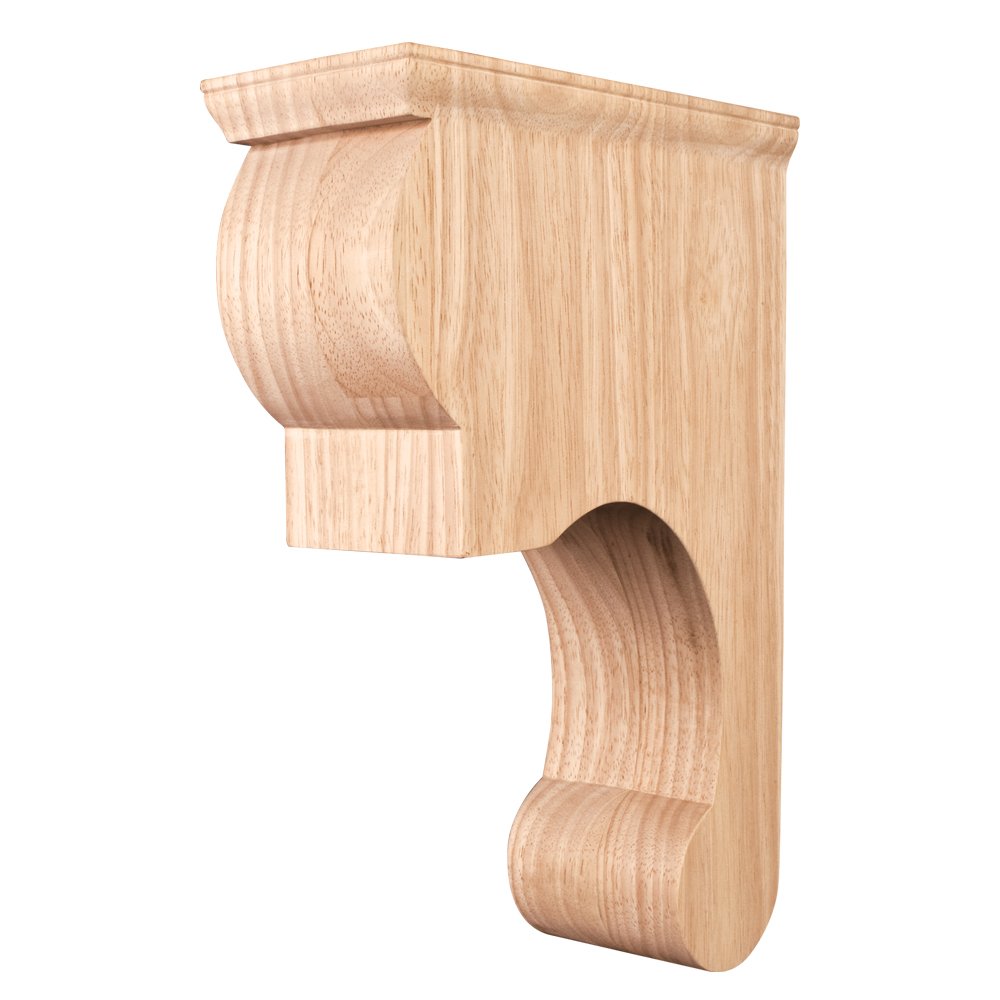 Hardware Resources CORT-SRW 3-3/8" W x 8" D x 11-3/4" H Rubberwood Scrolled Smooth Corbel