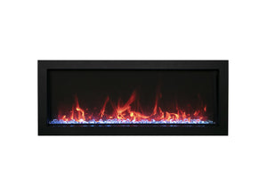 Amantii BI-50-XTRASLIM Panorama Xtraslim Full View Smart Electric  - 50" Indoor /Outdoor WiFi Enabled  Fireplace, featuring a MultiFunction Remote, Multi Speed Flame Motor, Glass Media & a Black Trim