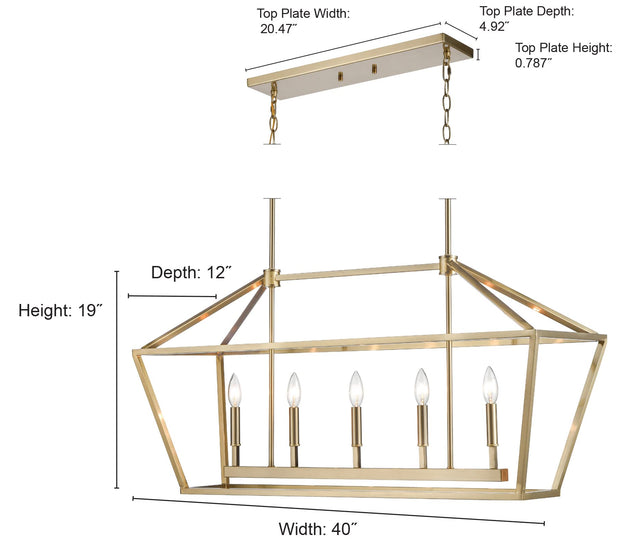 Millennium Lighting 3245-MB Ritner 5 Light 40" Wide Taper Candle Chandelier