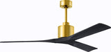 Matthews Fan NK-BRBR-BK-60 Nan 6-speed ceiling fan in Brushed Brass finish with 60” solid matte black wood blades