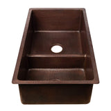 Premier Copper Products K60DB33199-SD5 33" Hammered Copper Kitchen 60/40 Double Basin Sink with Short 5" Divider