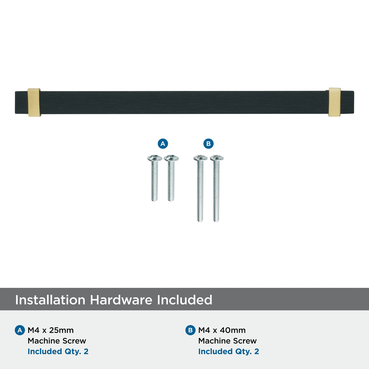 Amerock Cabinet Pull Brushed Matte Black/Brushed Gold 8-13/16 inch (224 mm) Center to Center Overton 1 Pack Drawer Pull Drawer Handle Cabinet Hardware