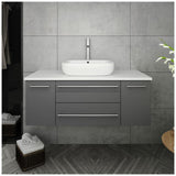 Fresca FCB6142GR-VSL-CWH-V Fresca Lucera 42" Gray Wall Hung Modern Bathroom Cabinet w/ Top & Vessel Sink